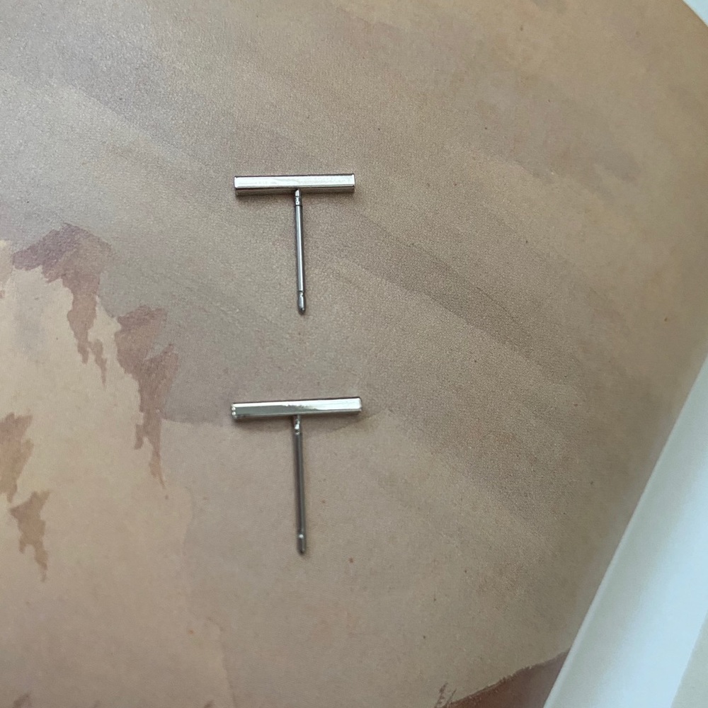 Minimalist String Stud Earrings - Picture 9 of 10